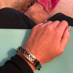 Coach Black and Silver Logo Bracelet